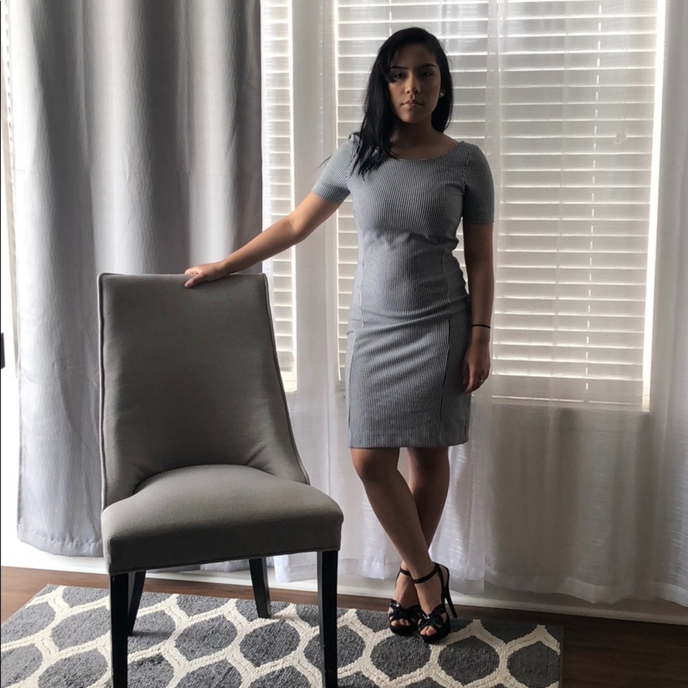 White and blue dress